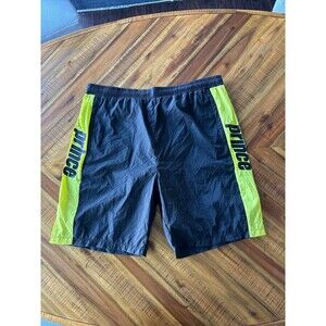 Vintage Prince Tennis Shorts Men’s XL Black & Yellow Elastic Waist zip pockets